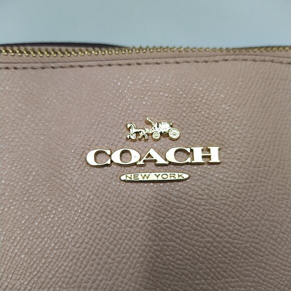 Coach Ava Pink Crossgrain Leather Double Handles Zipper Closure Tote Bag - Picture 3 of 16